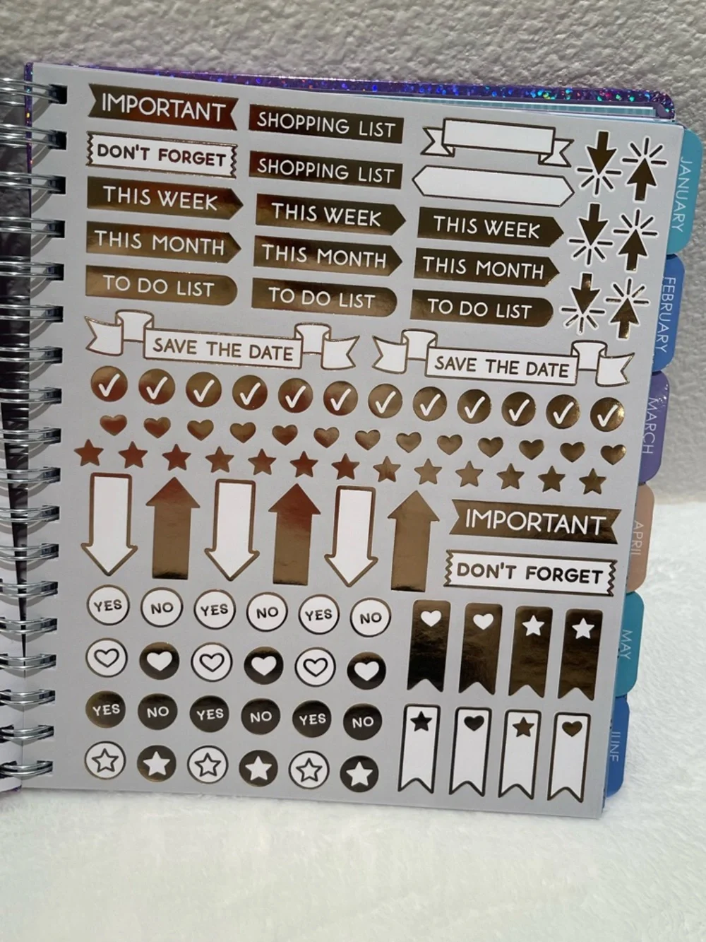 Glittery Weekly/12 Month Spiral Planner - JAN to DEC 2026. NWT.